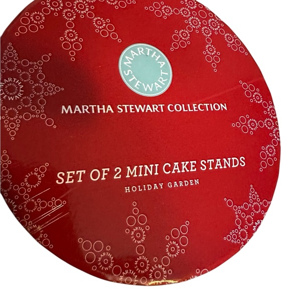 Martha Stewart 2 Mini Cake Cupcake Stands Holiday Garden Set Vintage NIB - Picture 3 of 6